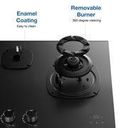 ROBAM 30 Gas Cooktop 7B7H30 with 3 FireCube Brass Burners, Built-in NG/LPG, 18,000 BTUs Power Burner, Flameout Protection and R-Link Tech, Black