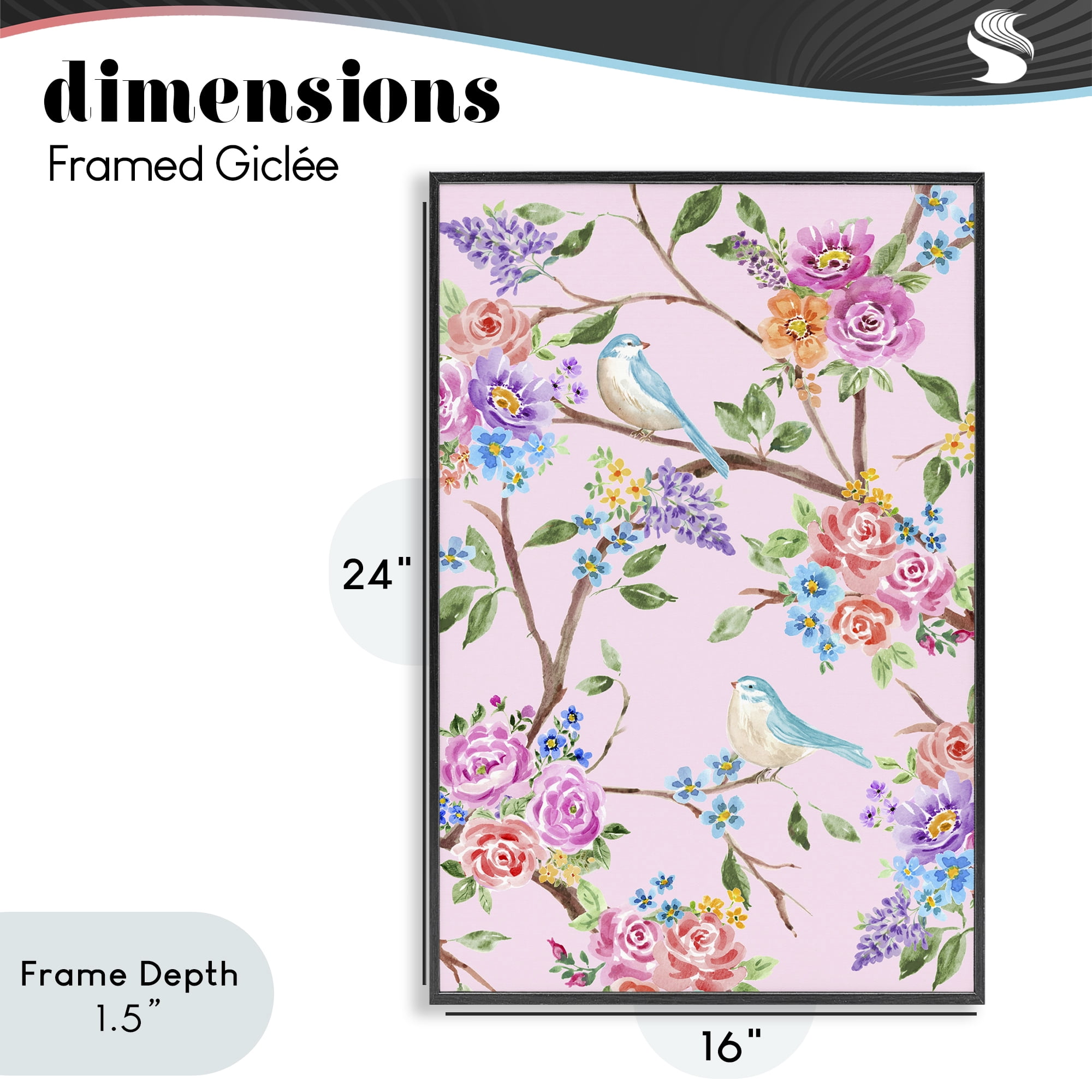 Stupell Industries Pink & Blue Spring Florals Black Framed Giclee Art, design by Corinne Haig