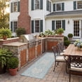 thumbnail image 3 of SAFAVIEH Courtyard Avi Traditional Indoor/Outdoor Runner, 2'3" x 8', Light Grey/Aqua, 3 of 12