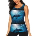 thumbnail image 1 of Balery Ocean Dolphin Fish School Camiseta sin mangas estampada ligera para mujer, tops de entrenamiento sin mangas, camisetas de yoga transpirables de secado rápido.-Small, 1 of 7