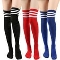 thumbnail image 4 of Women Stripe Stay Up Thigh High Over the Knee Socks Extra Long Cotton Stockings, 4 of 4