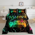 thumbnail image 2 of Castle Fairy Teens Teal Orange Gamepads Twin Comforter Sets,Abstract Graffiti Bedding Set, 2 of 8