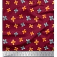 thumbnail image 1 of Soimoi Red Cotton Poplin Fabric Artistic Floral Print Fabric by the Yard 42 Inch Wide, 1 of 3