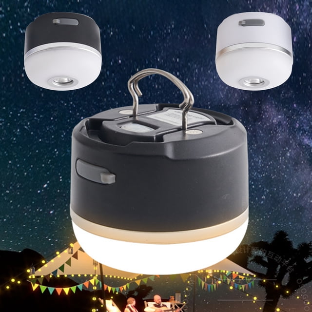 Fiudx Linterna de Camping, Luz de Emergencia Recargable, 3600 Mah, Resistente Al Agua Ip65, Multimodo, Carga Usb, Ideal para Senderismo, Aventuras Al Aire Libre, Tamaño Compacto, Color Blanco y Negro