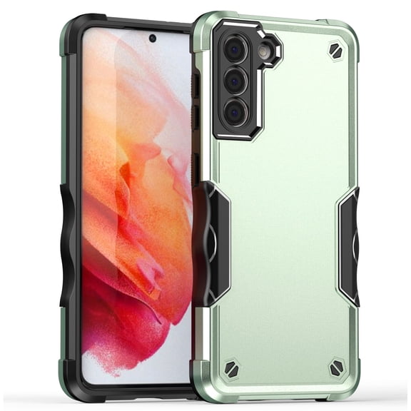 for Samsung Galaxy S21 Case, Dual Layer Protective Heavy Duty Shockproof Rugged Cover Military Protection Bumper Tough Cover for Galaxy S21 5G 6.2" 2021, Green