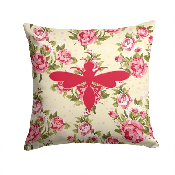 Carolines Treasures Wasp Shabby Chic Yellow Roses Fabric Decorative Pillow 14Hx14W multicolor