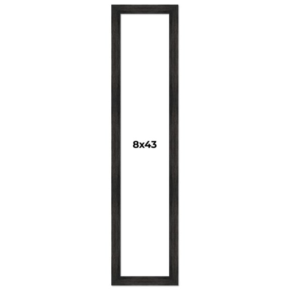8x43 Frame Black Rustic Barnwood Solid Wood Picture Frame | 1.5 Inch Moulding Width | Includes UV