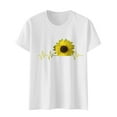 thumbnail image 4 of USSUMA Sunflower Print T-Shirts for Women Trendy Funny Teens Cute Graphic Women's Shirts and Blouses Short Sleeve Women Tops Dressy Casual Summer Round Neck Plus Tunics Beach, 4 of 7