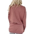 thumbnail image 4 of TWZH Women Solid Color Crew Neck Front Pockets Long Sleeve Pullover Top, 4 of 4