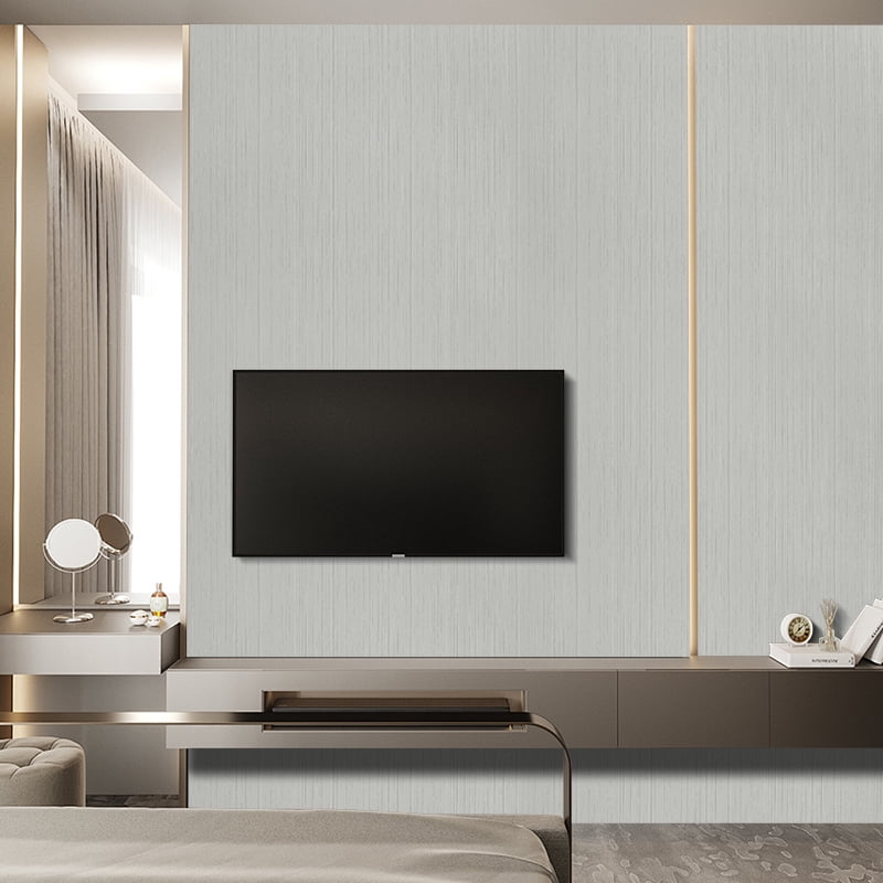 Arthome 23.6"x400" Peel and Stick Wallpaper Grasscloth Textured Wall Covering,Self-Adhesive and Removable Contact Paper for Bedroom,Cabinet Countertop,Stick On Wall Paper(Grey)