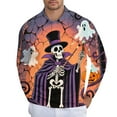 thumbnail image 6 of Men's Halloween Casual Long Sleeve Shirts Half Button Casual Pullover Trendy Fall Tops, 6 of 6