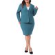 thumbnail image 2 of Conjunto de traje de blazer y falda lápiz de dos piezas de talla grande Agnes Orinda con solapa muesca y botones 2X azul lago, 2 of 6