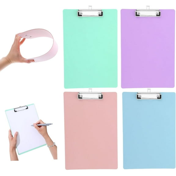 4-Pcs Colorful Plastic Clipboards – 12.5 x 9 Inch, A4 Letter Size, Lightweight Clip Boards for School, Office, Home, Work
