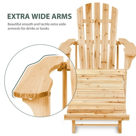 Adirondacks Weather iCaber Deluxe Oversized Reclining Adirondack Chair with Pullout Ottoman, Powder White - Looks Like Wood | All Weather Waterproof Material | Poly Resin Adirondack | Lounge Chair Outdoor ()