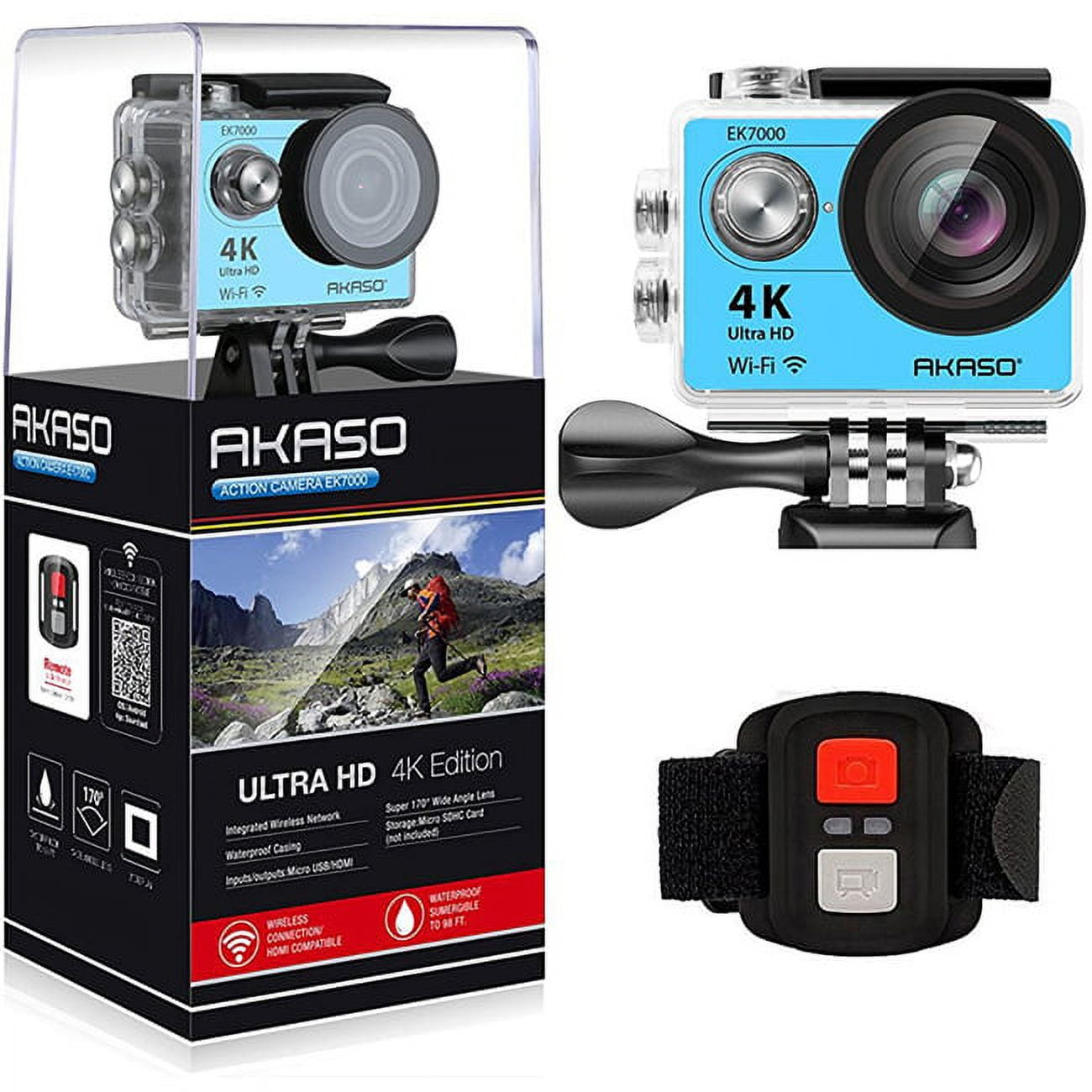 AKASO EK7000 Action Camera with Parkour Kit Bundle