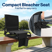 SPECSTAR Portable Stadium Seat for Bleachers, 2 Pack Folding Padded Cushion with Back Support, Waterproof & Lightweight Chair with Cup Holder, 350lb Capacity