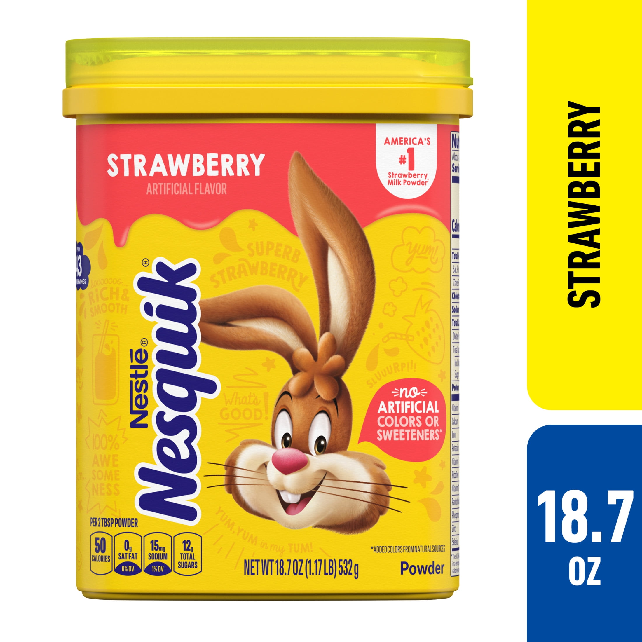 (6 pack) Nestle Nesquik Strawberry Flavor Powder Drink Mix, 18.7 oz