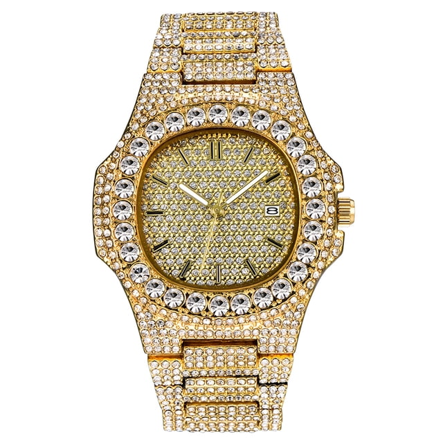 Reloj de cuarzo para hombre, reloj de pulsera de acero para hombre, reloj de diseño clásico de moda dorado para hombre