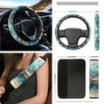 thumbnail image 3 of Yuyamidu Sea Turtle Front Car Seat Cover Set of 12 Blue Steering Wheel Cover Seat Belt Pads Armrest Cover Garbage Bin Air Vent Pocket Rearview Mirror Cover Coasters Keychain Car Accessories Decor, 3 of 6