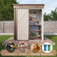thumbnail image 4 of Outdoor Metal Storage Shed, Asofer Galvanized Steel Tool House with Lockable Doors & Vents Waterproof for Backyard Garden Patio Brown, 4 of 8