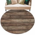 thumbnail image 2 of Old Wooden Board 8' Round Area Rug, Rustic Farmhouse Brown Wooden Plank Washable Non-Slip Large Circle Rugs for Living Room Bedroom, Soft Low Pile Rug Carpet for Dining Room Kitchen Farmhouse, 2 of 9