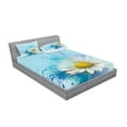thumbnail image 2 of Ambesonne Floral Fitted Sheet & Pillow Sham Set, Painting Effect Daisy, Queen, White Blue, 2 of 2