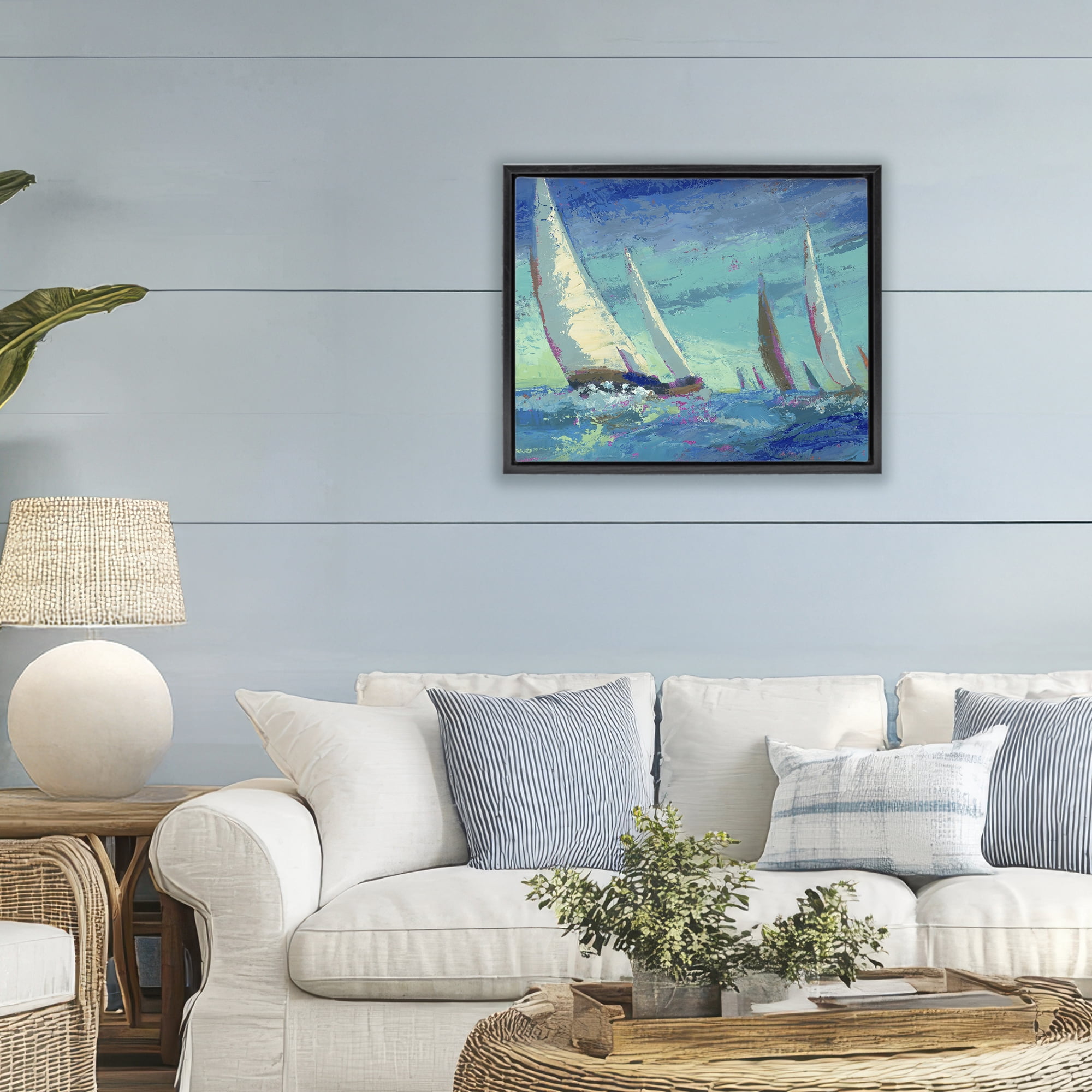 Stupell Industries Abstract Expression Regatta Black Framed Floater Canvas Wall Art, design by Beth A. Forst
