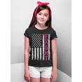 thumbnail image 2 of Breast Cancer Support Pink Ribbon Fight US Flag Youth T-shirt, S, Black, 2 of 5