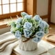thumbnail image 5 of Jarrón de cerámica con arreglos de flores artificiales – Decoración de bola floral de seda falsa, ramo de plástico, tallos ajustables, centro de mesa para fiesta en casa y oficina de boda, 5 of 6