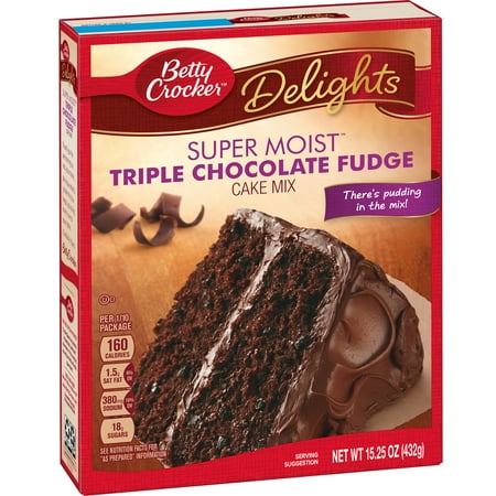 (8 Pack) Betty Crocker Super Moist Triple Chocolate Fudge Cake Mix, 15.25 oz