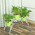 thumbnail image 4 of 3 Potted White / Black Wrought Iron Flower Stand & Plant Stand Shelf Flower Pot Flower Display Stand For Balcony Terrace Indoor Outdoor Patio Garden, 4 of 8