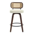 thumbnail image 6 of Tcbosik Swivel Bar Stools Set of 2, PU Leather Upholstered Barstools with Cane Back and Solid Wood Legs, Mid Century Modern Counter Height Stool for Kitchen Island, Dining Room, Beige, 6 of 11