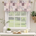 thumbnail image 3 of Boho Spring Floral Valances for Windows, Decorative Rod Pocket Window Valance Curtains, Vintage Flowers Patchwork Plaid Pink Short Curtain Drapes for Kitchen/Living Room, 2 Panels, 60" W x 18" L, 3 of 8