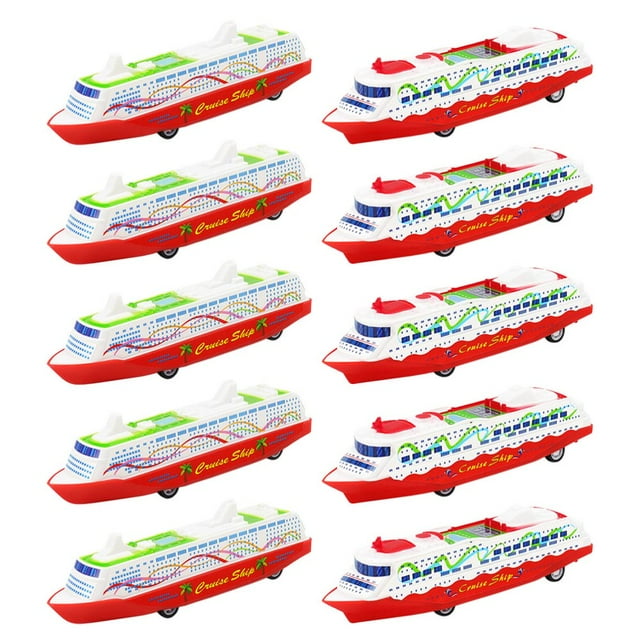 10Pcs Plastic Cruise Ship Toy Pull Back Ship Toy Pull Back Steamship Toddler Gliding Toys (Random Patterns)