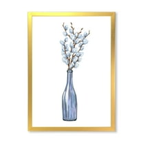 Designart 'Bunch of White Pussy Willow Twigs II' Farmhouse Framed Art Print