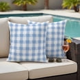 thumbnail image 2 of Outdoor Pillow Cover Buffalo Check Watercolor Blue Set of 2 Waterproof Throw Pillowcases Plaid Farmhouse Decorative Patio Furniture Pillows for Couch Garden Indoor & Outdoor Use, 2 of 9