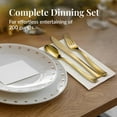 thumbnail image 6 of 25 Pre Rolled Silver Plastic Silverware - 100pc Set, Service for 25 - Wrapped Disposable Set with Forks, Knives, Spoons, White Napkins - Fancy Decorative Flatware for Dinner, Party, Wedding, 6 of 8
