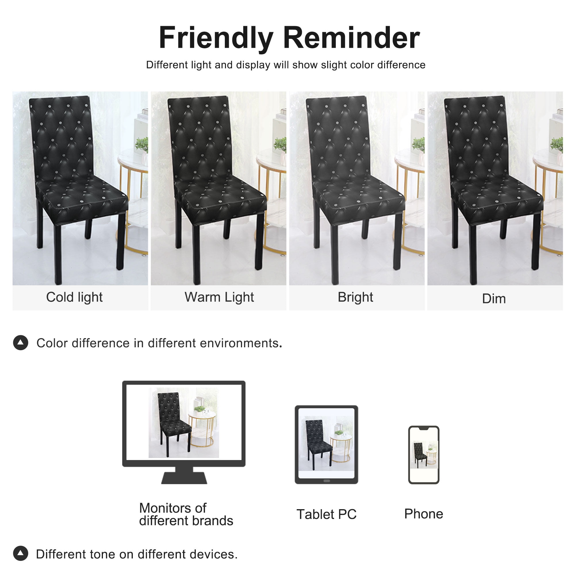 Unique Bargains Stretch Washable Chair Cover for Dining Room Slipcovers Black