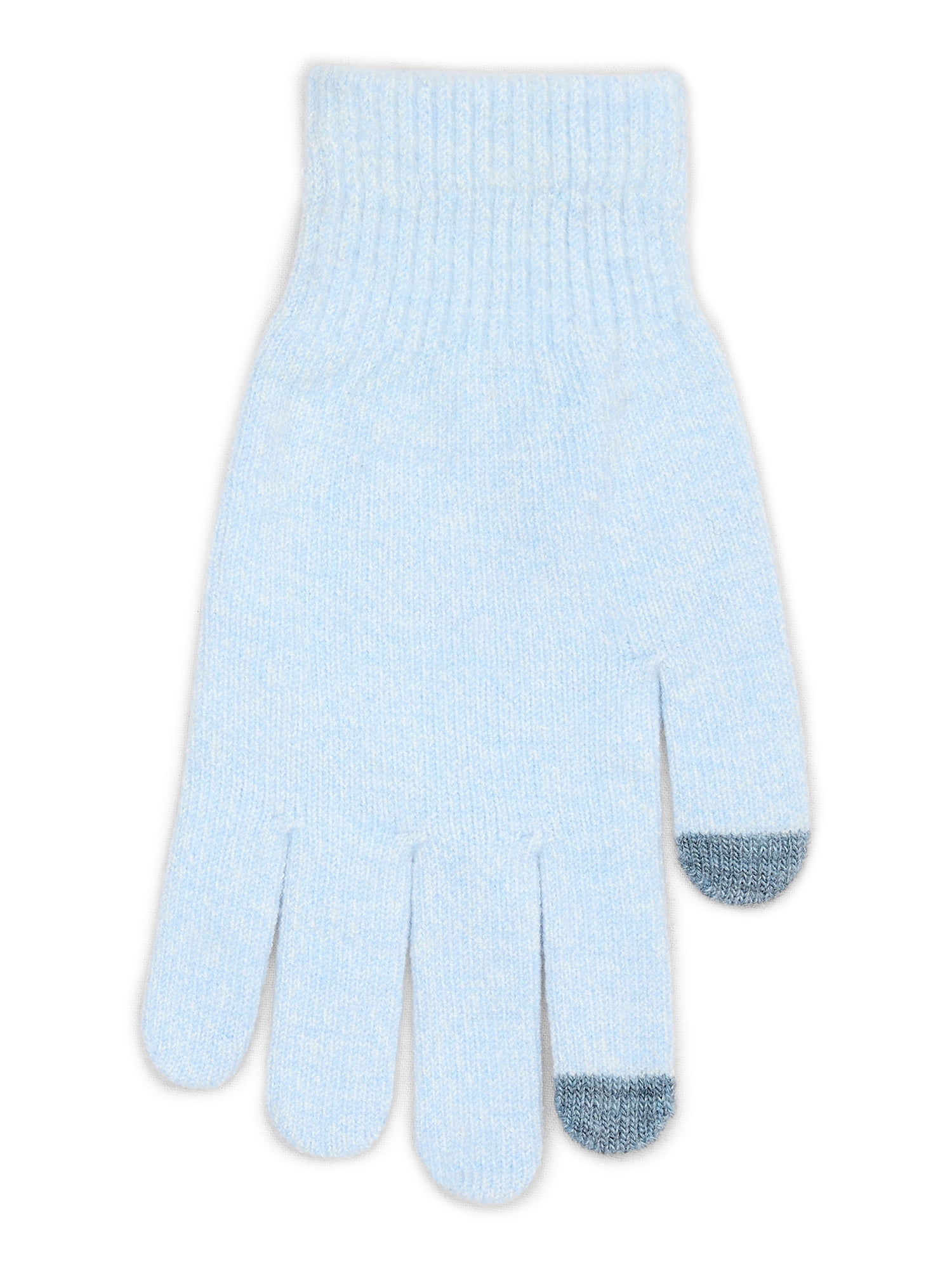 Time and Tru Women's Tech Touch Knit Gloves, One Size Fits Most, Isia Blue and Winter White