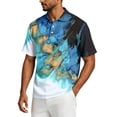 thumbnail image 4 of Men's Tie Dye Polo Shirts Short Sleeve Henley Button T Shirts Summer Vacation Causal Tees, 3XL, 4 of 6