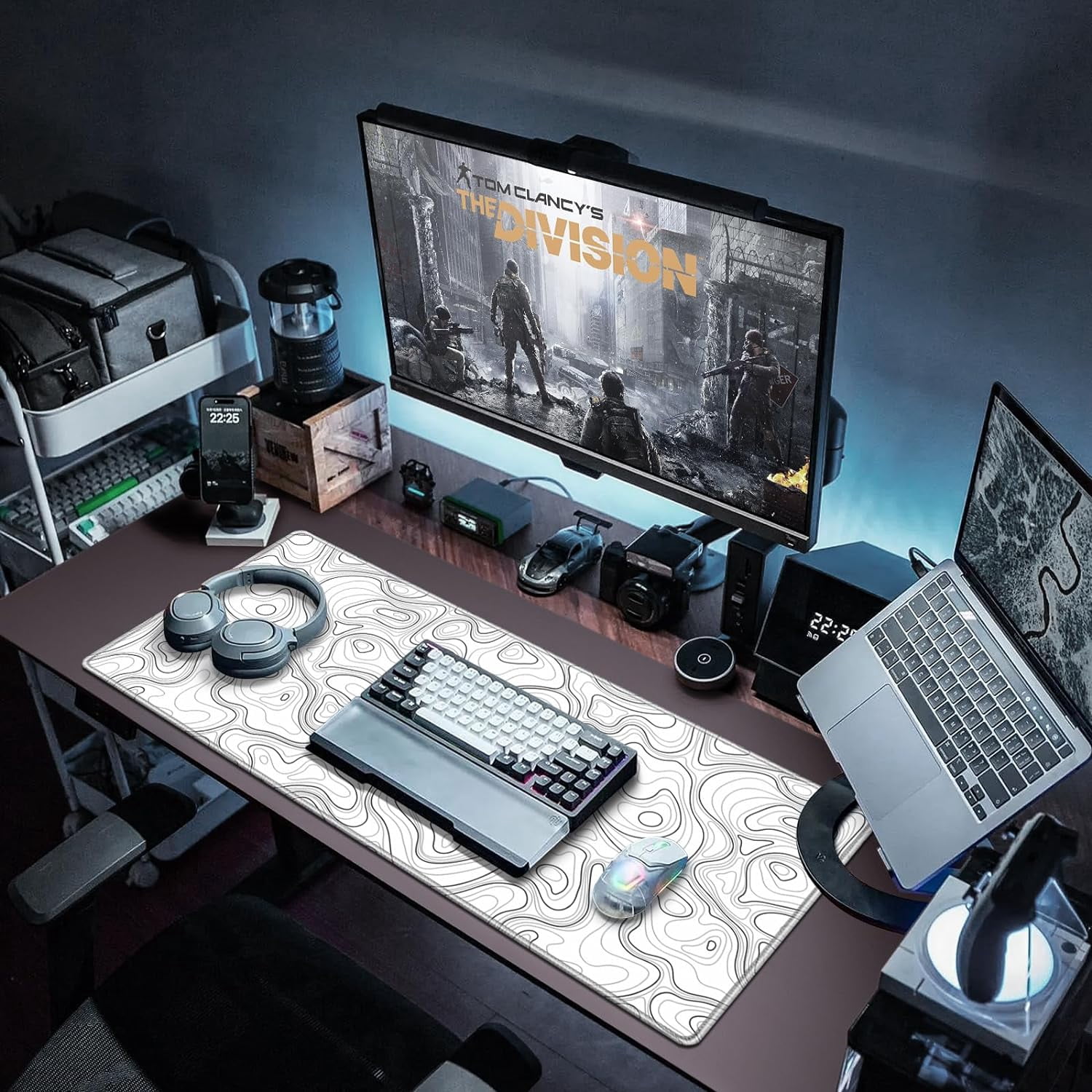 Gaming Mouse Pad, Topographic Contour Mouse Pad 35.4x15.7inch Large Extended Computer Mouse Mat Keyboard Full Desk Mousepad for Gaming, Office, Home