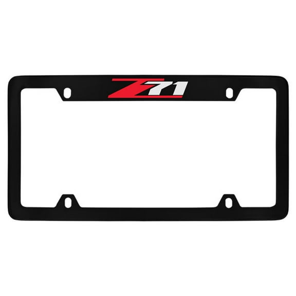 Chevrolet Z71 Black Coated Metal Top Engraved License Plate Frame Holder