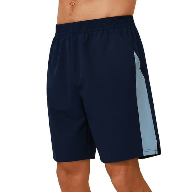 Besolor Men's Athletic Shorts Color Block Elastic Waist Drawstring Quick Dry Lightweight Running Workout Gym Shorts