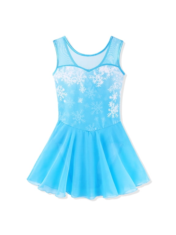 Little Girls Cotton Ballet Dress Skirted Sleeveless Blue Dance Leotard