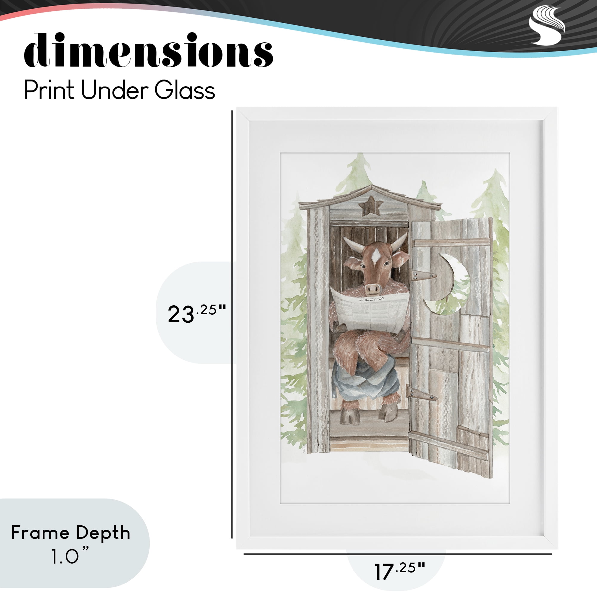 Stupell Industries Daily Moo Outhouse Reading White Framed Print Under Glass, design by Cindy Jacobs
