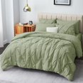 thumbnail image 1 of CozyLux Full Size Comforter Sets - 7 Pieces Comforters Full Size Sage Green, Grey Pintuck Bed in A Bag Pinch Pleat Bedding Sets with Comforter, Flat Sheet, Fitted Sheet and Pillowcases & Sha, 1 of 4