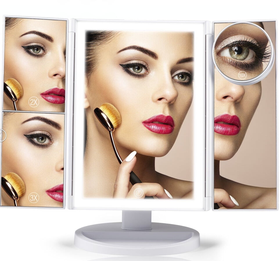 Trifold Vanity Mirror with Lights LED Makeup Mirror with Lights and