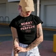 thumbnail image 2 of Sorry for Being Perfect, Pink Text Girl Quote, Sassy Girls Merch Gift, Royal Blue T-Shirt, Small, 2 of 5