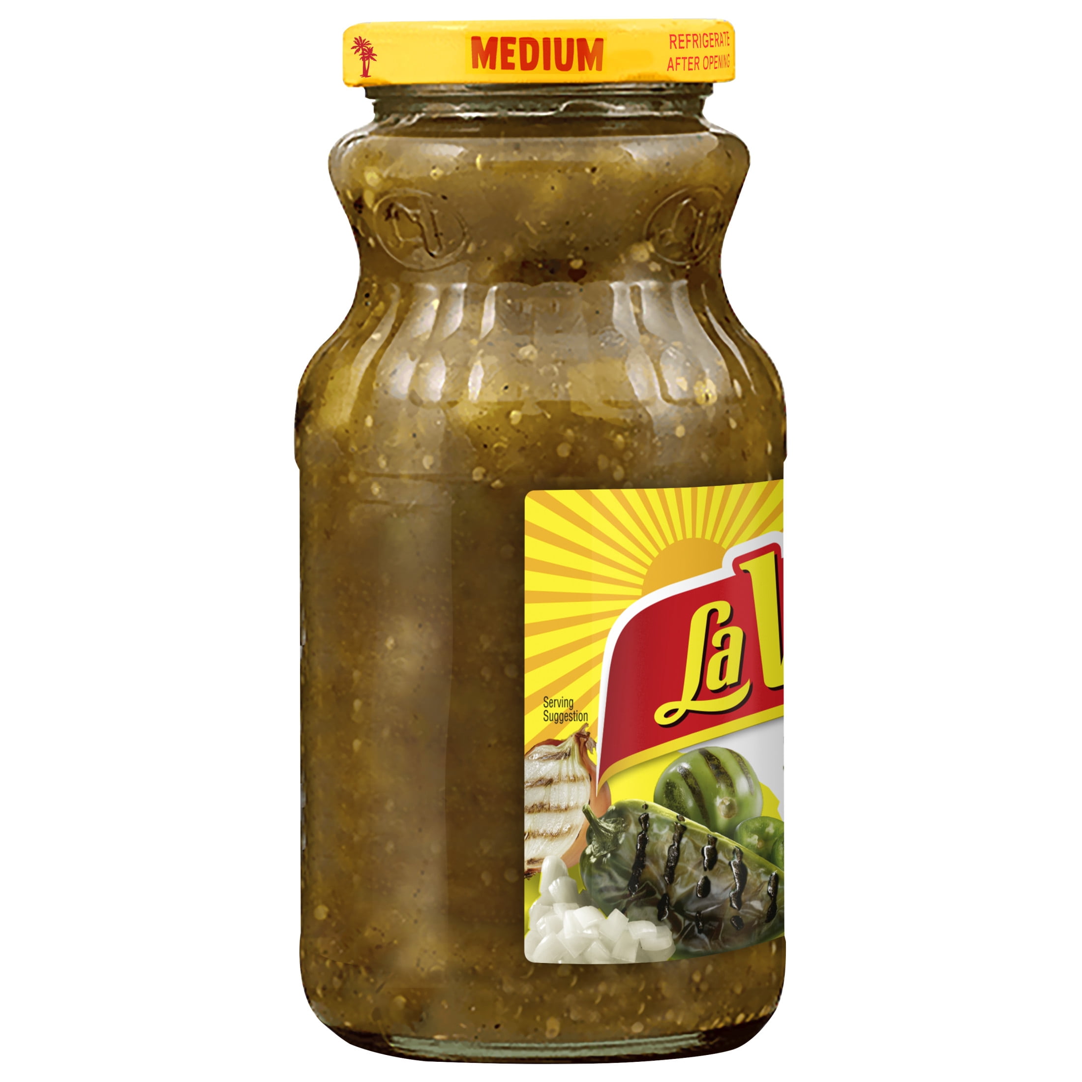 LA VICTORIA Salsa Verde Fire Roasted, Medium, Shelf Stable, 15.5 oz Glass Jar