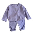 thumbnail image 7 of Spazoro Toddler Girls 2 Pieces Outfit Sets, Crew Neck Shirts and Pants Long Sleeve Fall Solid Color Soft & Breathable Casual Loungewear Sets for Home Purple Size 0-1T, 7 of 7